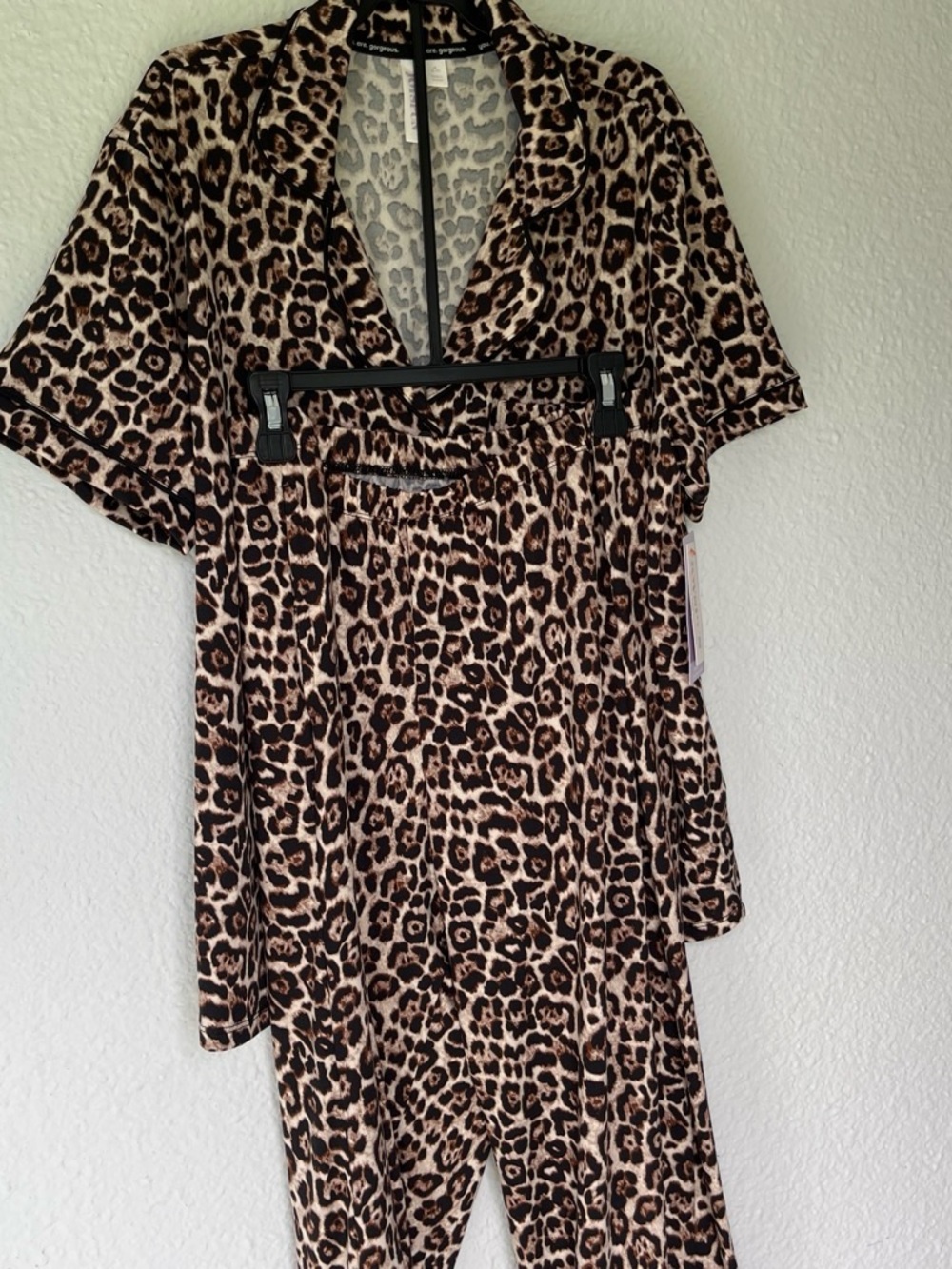 Rene Rofe Leopard Print Short Sleeve Tunic in Brown and Black